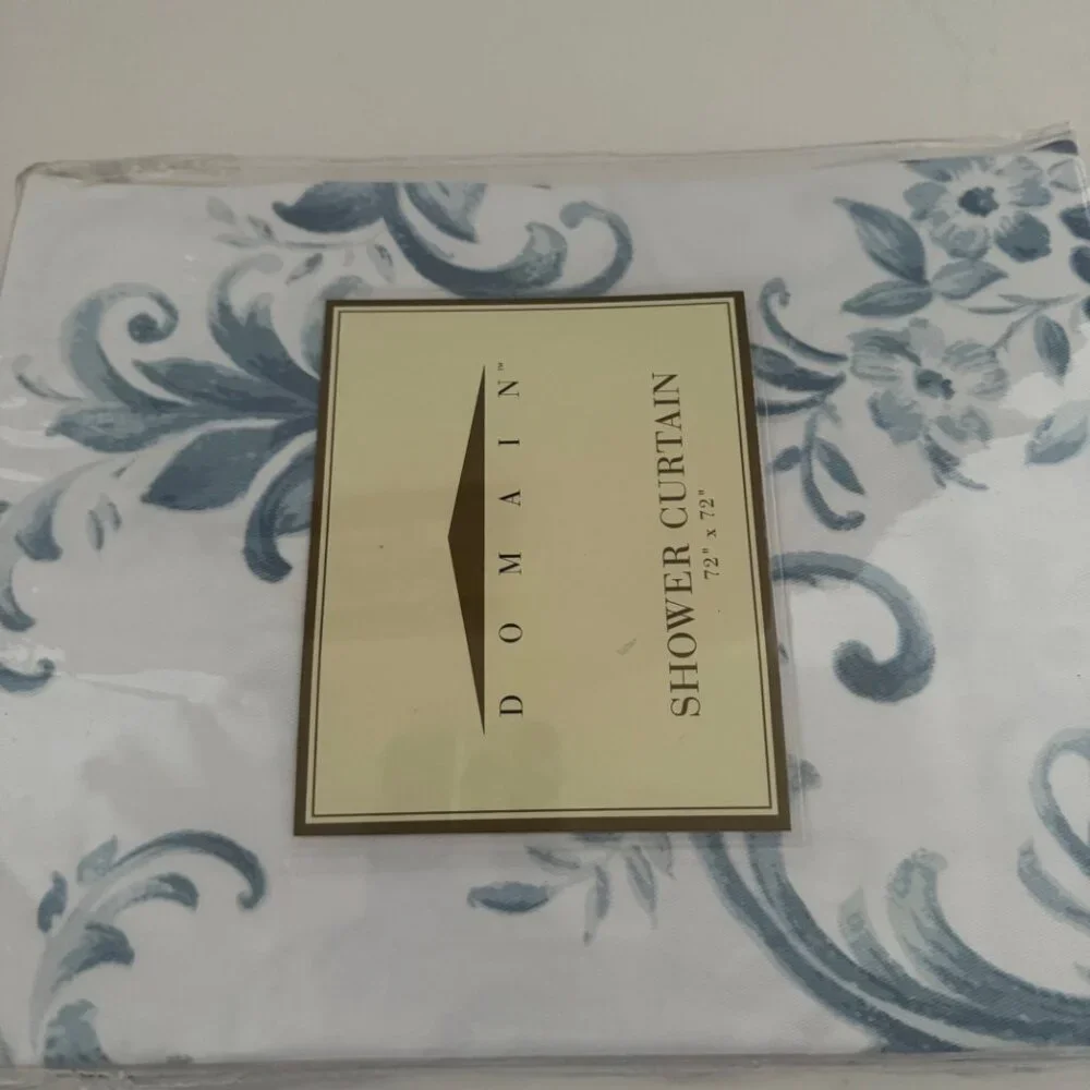 Domain Anne Marie Blue and White Shower Curtain New in Package 72 x 72 inches